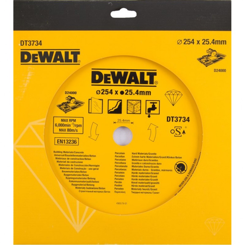 DT3734 Diamond saw blade 250 x 25,4 mm (Pottery/Stone)