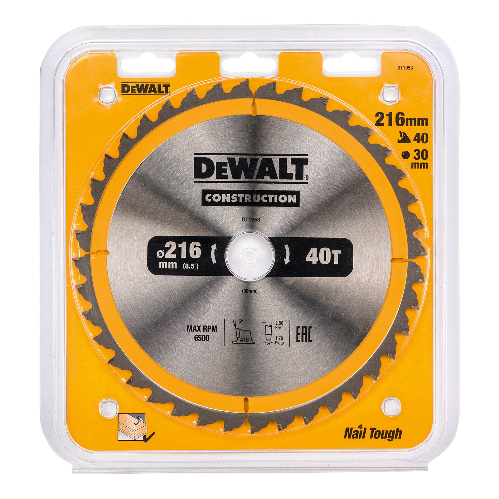 DEWALT circular saw blade 216X30X40T